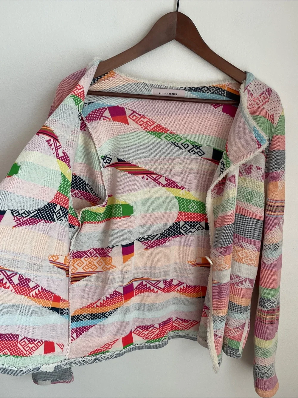 Aldo Martins Silan Cardigan Pastel Aztec Geometric Open Front Western Medium